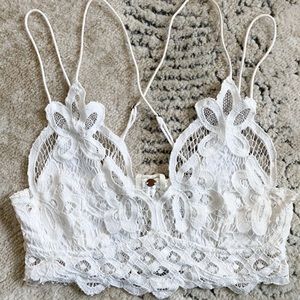 Strappy white lace bralette from Free People